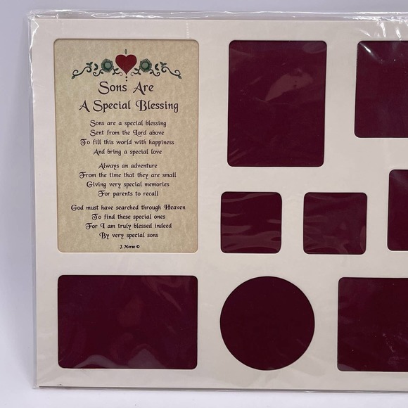 Vintage Sons Are A Special Blessing Poem Photo Mat 11x14 Holds 8 Pictures NEW - Picture 6 of 7